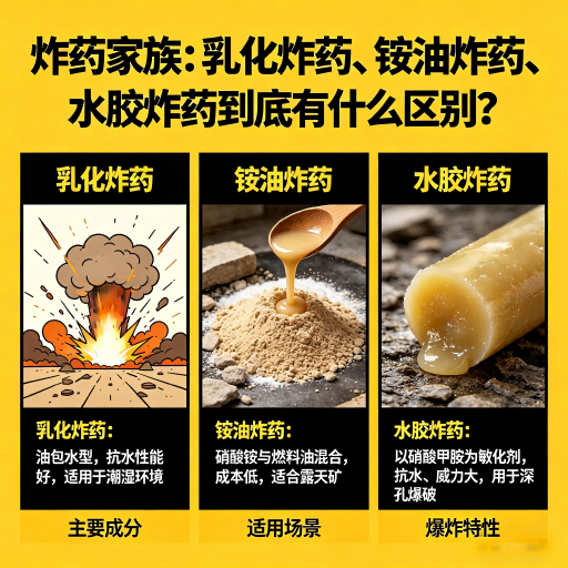 西湖炸药家族：乳化炸药、铵油炸药、水胶炸药到底有什么区别？